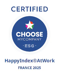 Label « CERTIFIED » CHOOSE MYCOMPANY ESG, HappyIndex®AtWork, FRANCE 2025.